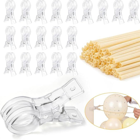 20Pcs Balloon Clips with 200Pcs Long Balloons, 3.5" Transparent Plastic by WelcometoVisittheViksio