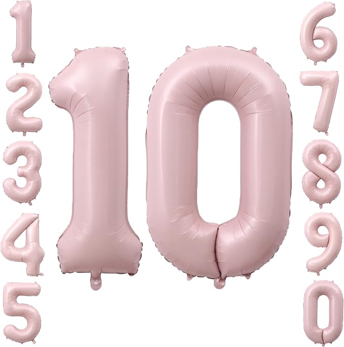 40" Light Pink Foil Number 10 Balloon by TNCDJKPA
