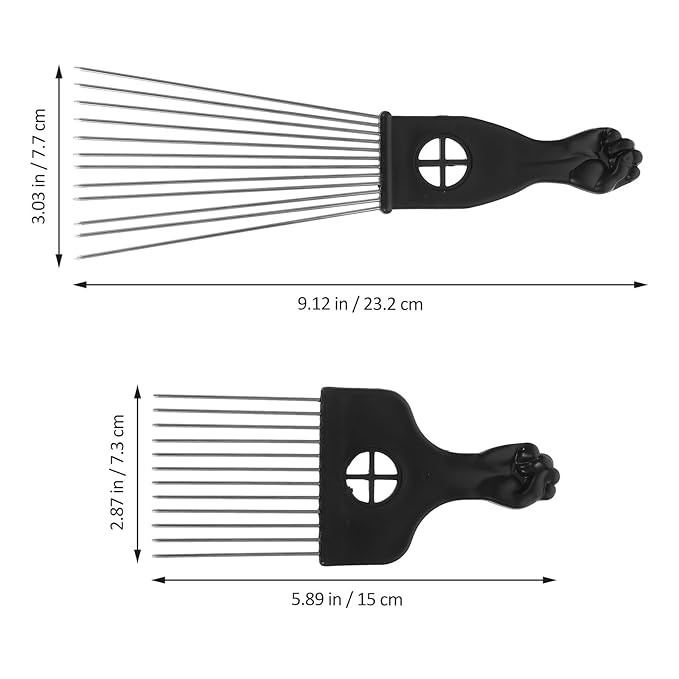 TIDTALEO 4Pcs Metal Hair Pick Comb Set with 12-Prong Stainless Steel Afro Pick Detangler for Thick Curly Hair Styling and Hairdressing Use