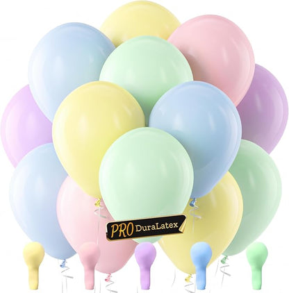 Pro Duralatex Pastel Extra-Thick Balloons 100 Pack 12 inch | Multicolor Macaron by Bezente