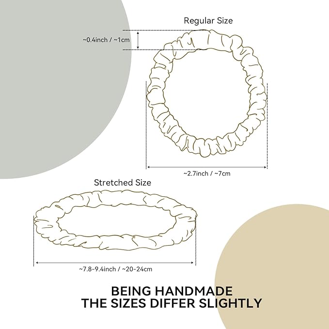 22 Momme 100% Mulberry Silk Hair Ties, Well-Hold Elastic for No-Damage, (4 Pack, Black), 6A Grade, Soft Scrunchies, Reduces Frizz & Breakage, OEKO-TEX Certified