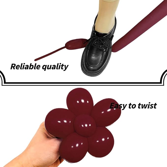 Burgundy Long Balloons Premium 260 Twisting Balloons Animals Magic - Image 4
