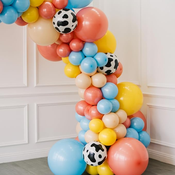 60pcs Cow Print Balloons, Farm Cow Balloons, Dusty Blue Yellow White Balloon - Image 7