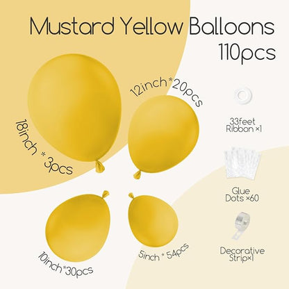 Awenztech 110pcs Mustard Yellow Balloon Arch Garland Kit 18 12 10 5 inch | Baby - Image 2