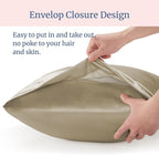 BEDELITE Satin Pillowcase for Hair and Skin, Super Soft and Cooling Similar to Silk Pillow Cases 2 Pack with Envelope Closure, Gift for Women Men(20"x40" King Size, Taupe)
