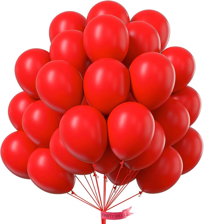 PartyWoo Red Balloons 50pcs Red Helium Latex Balloons 12 Inch | Birthday by PartyWoo