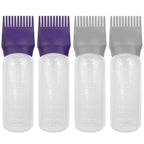 4 PCS Root Comb Applicator Bottle,Hair Oiling Applicator,Hair Oil Applicator Bottle for Hair Dye Shampoos Hair Salons.6oz (Purple+Grey)