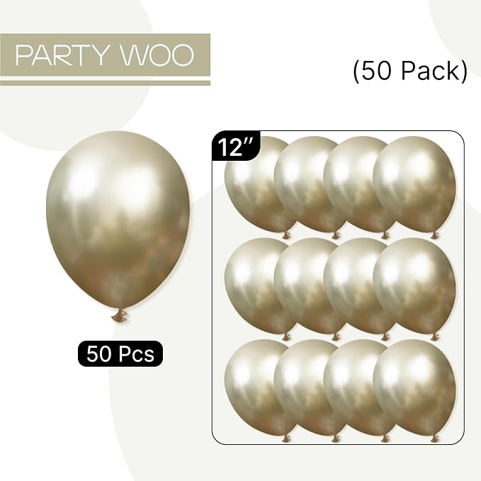 PartyWoo Metallic Gold Balloons 50pcs Chrome Gold Color 12 Inch | Balloons - Image 6