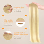 DOORES Hair Extensions Clip in Human Hair, Dirty Blonde Mixed Platinum Blonde 160g 7pcs 24 Inch,Invisi Edge Hair Extensions Seamless Clip in Hair Extensions Real Straight Natural Hair