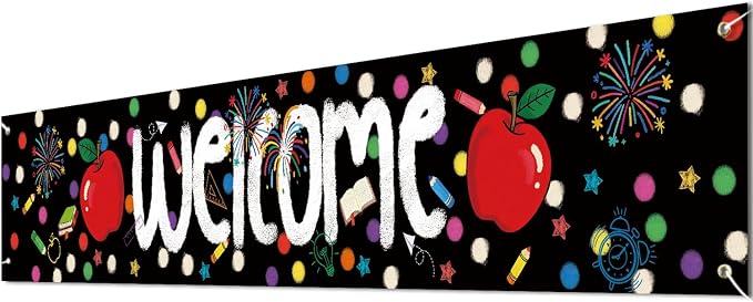 Letjolt Black Welcome Banner Back to School Supplies 6 Ft | Decorations by Letjolt