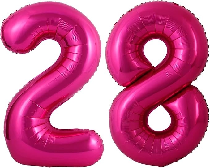 40 Inch Hot Pink 28 Balloons Giant Number 28 Balloons Hot Pink 28 Birthday by LHOAVWE