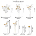 15Pcs Pearl Wedding Hair Pins Set, Floral Bridal Hair Clips with Gold Leaves, Vintage Hair Jewelry for Women Bridesmaids Flower Girls Wedding Hairstyles Accessories (Gold)