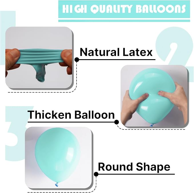 PartyWoo Teal Balloons 50pcs Pastel Teal Turquoise Color 5 Inch | Balloons - Image 6