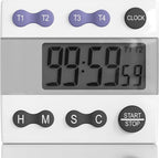 Sper Scientific Portable Digital Kitchen & Lab Timer 810015 - 4 Channel, Large Display, Loud Alarm, Classroom Timer - 2 pc
