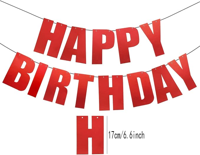 Happy Birthday Banner for Birthday Party Decorations Red - Image 2