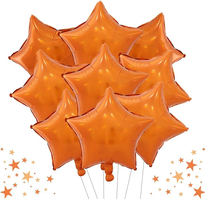 TONIFUL 15 Pcs Star Shaped Balloons 18 Inch Iridescent Orange Foil Balloon | by TONIFUL