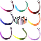 Colored Braids Hair Extensions with Rubber Bands Rainbow Braided Synthetic Hairpieces Ponytail Hair Accessories for Women Kids Girls Party Highlights Cosplay Dress Up (8PCS D Style)