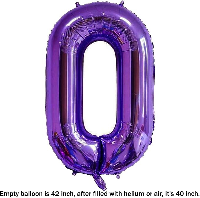 40 Inch Jumbo Purple Number 0 Balloon Giant Balloons Prom Balloons Helium Foil - Image 2