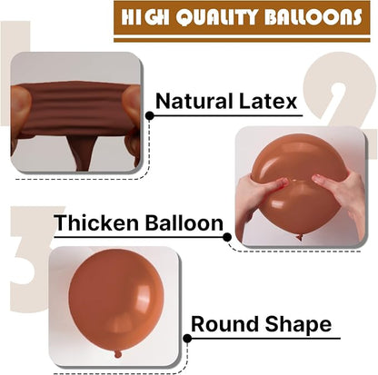 PartyWoo Dark Brown Balloons 50pcs Boho Neutral Coffee Tan Color | 12 Inch - Image 9