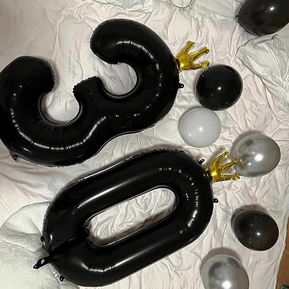 Black Number 6 Balloon with Crown, 40 inch Black Number Balloon 6th Birthday - Image 6