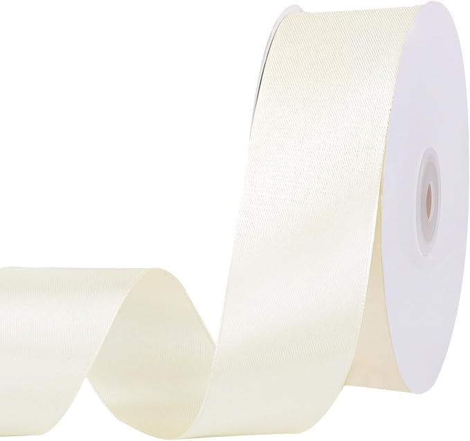 woric Ivory Satin Ribbon 1 1/2 Inch 60 Yards Cream Ribbon | Smooth Sheen by woric