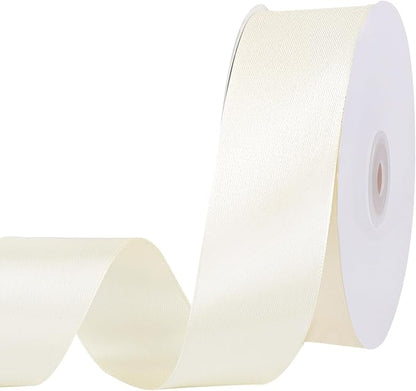woric Ivory Satin Ribbon 1 1/2 Inch 60 Yards Cream Ribbon | Smooth Sheen by woric
