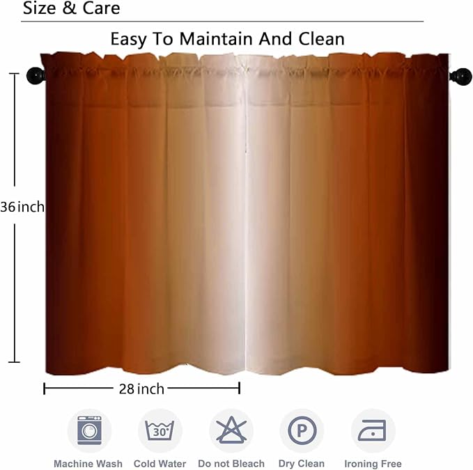 Burnt Orange Kitchen Curtains 2 Panels - Image 5