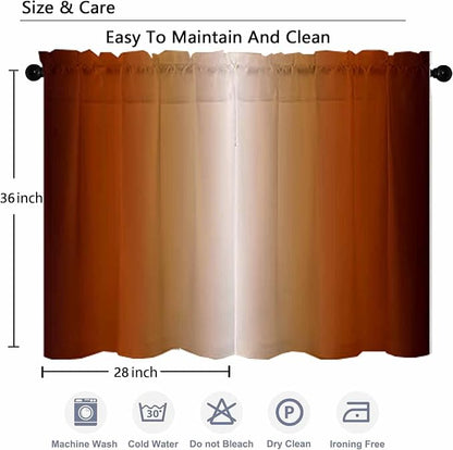 Burnt Orange Kitchen Curtains 2 Panels - Image 5
