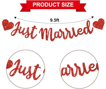 BEISHIDA Red Just Married Banner - Image 3