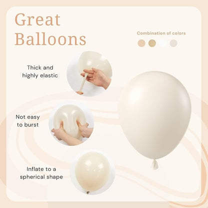 60pcs Neutral Balloons with 12inch Nude Beige Sand White Gold Balloons | Bridal - Image 3