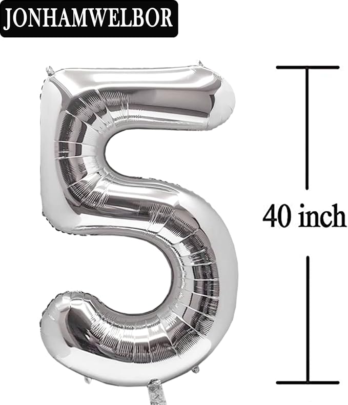 Jonhamwelbor 25 Number Balloons Silver Giant Jumbo Big Large Foil Mylar Number - Image 3