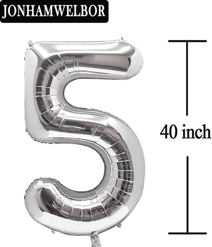 Jonhamwelbor 25 Number Balloons Silver Giant Jumbo Big Large Foil Mylar Number - Image 3