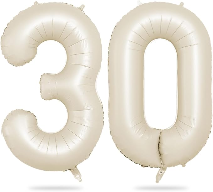Biapian 40 Inch Cream Number 30 Balloon, 30th Birthday Balloons, Big Digital 30 by BIAPIAN
