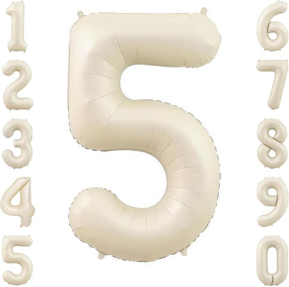 Cream Number 5 Balloon 40 Inch, Foil Numeral by Unknown