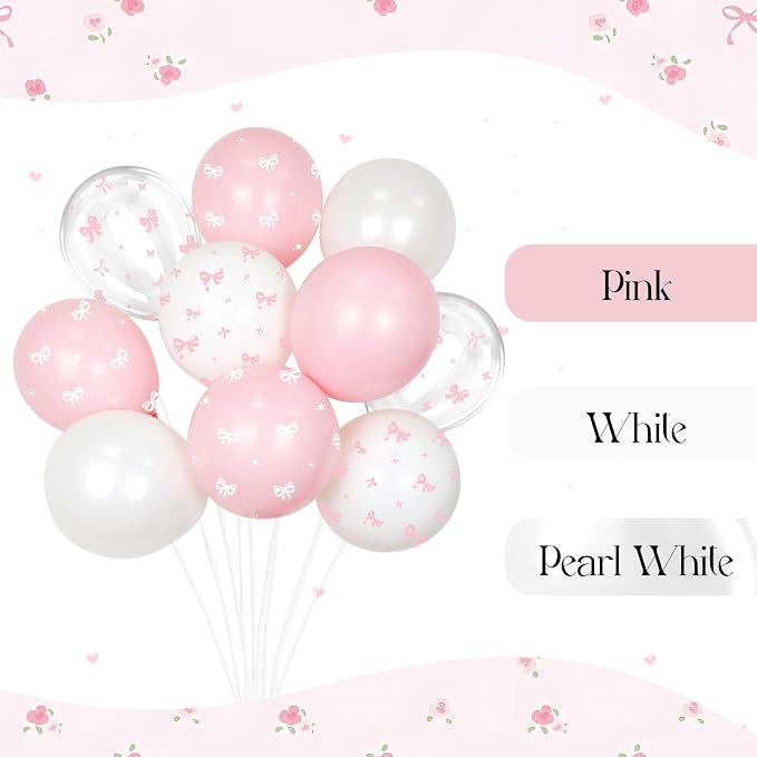 60pcs Pink Bow Balloons 12inch - Image 4