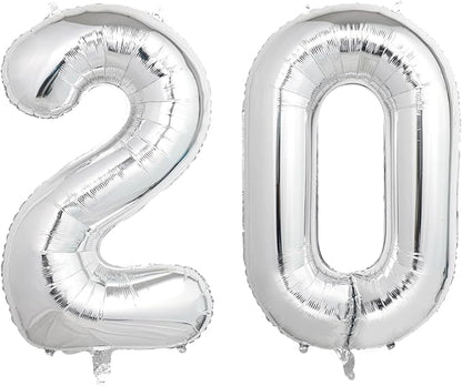 Number Balloons Silver Party Balloon by United-UnicornsParty