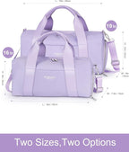 Small Sports Gym Bag for Women Girls Kids Duffle Bag for Fitness Workout, Travel, Dance, Ballet, Swim with Shoes Compartment & Waterproof Pocket, 16" Cute Purple