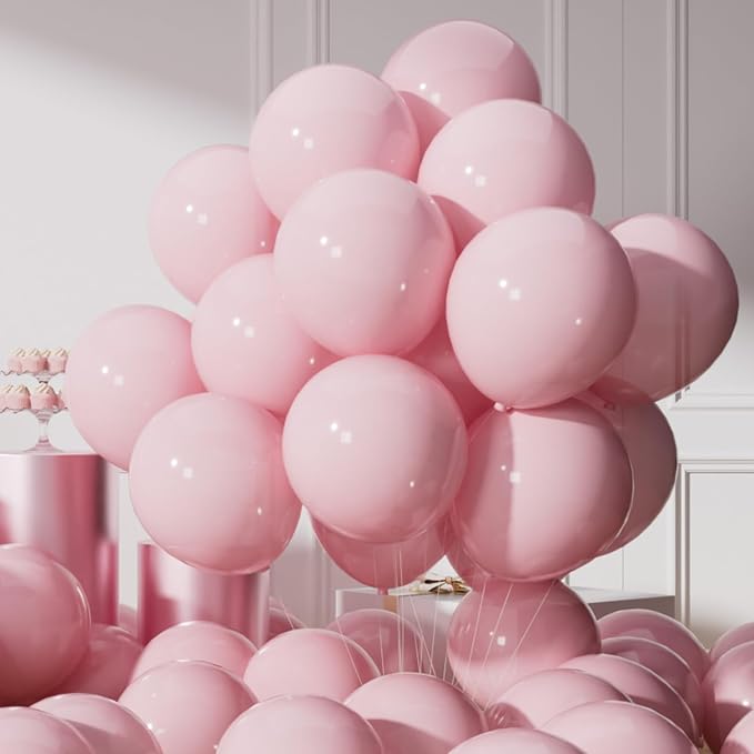 AULE 50Pcs Latex 12 Inch Macaron Pink Balloons Light Pink | Helium Party Happy by AULE