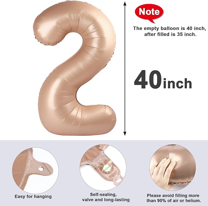 2 Balloon Number 40 Inch Light Brown Balloons - Image 5