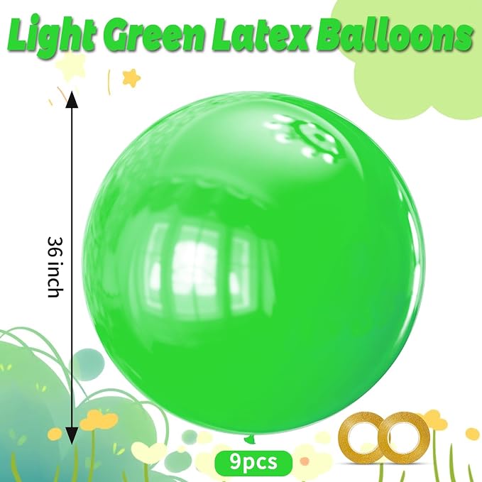Lime Green Balloons 9pcs 36 Inch Extra Large Big Jumbo Giant Neon Yellowish - Image 2