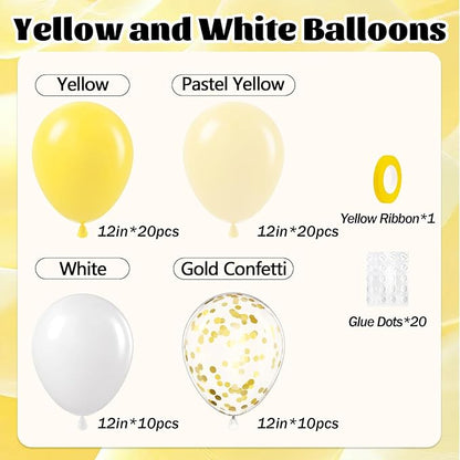 60pcs Yellow and White Balloons 12inch - Image 2