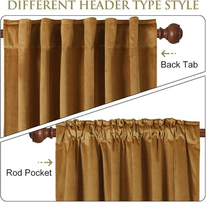 Gold Brown Velvet Curtains 108 inches Long Fall Decor | Light Blocking Thermal - Image 3