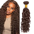 Brown Human Hair Bundles Chocolate Brown Water Wave Bundles 24 Inch Niegmeag Virgin Soft and Silky Remy Hair Extensions Color 4 Wet and Wavy Bundle Double Weft Hair Weave 100g