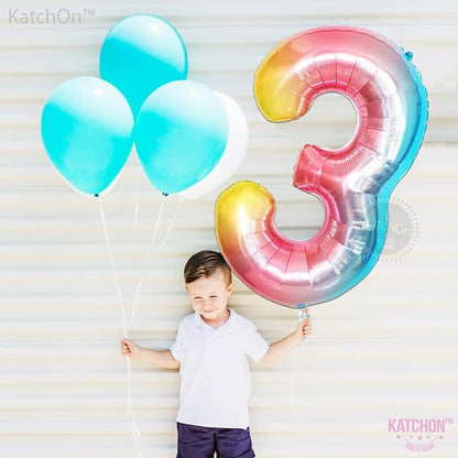 KatchOn Rainbow Number 3 Balloon 40 Inch | 3 Balloon Number - Image 6