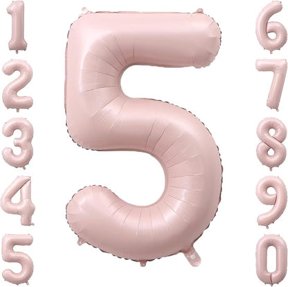 Baby Pink Number 5 Balloon 40 Inch, Pastel Foil Milestone Party Supplies | Soft by Unknown