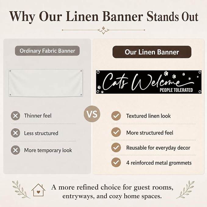 Cat Welcome Banner Decor for Home, Cute Paw Print Hanging Wall Decoration for - Image 4
