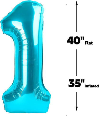 Blue Number 1 Balloon 40 inch, Balloon numbers party supplies, deco photo shoot - Image 3