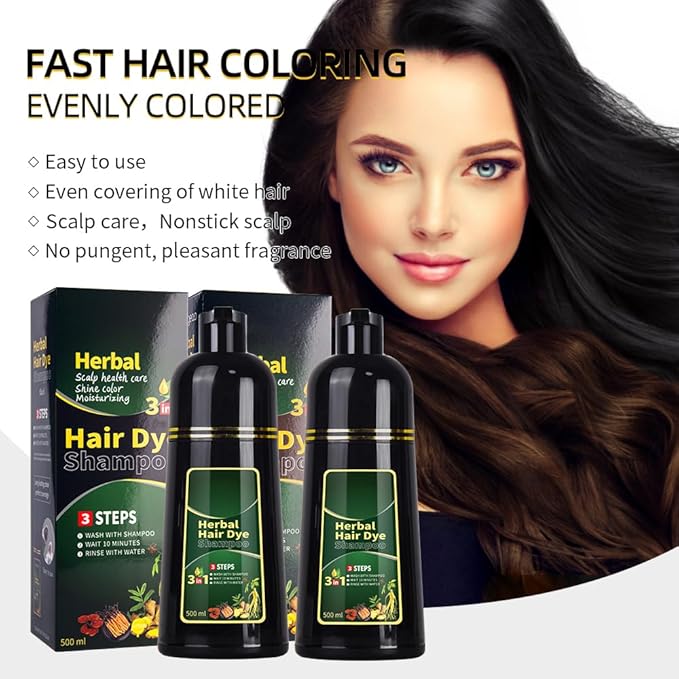 Chestnut brown Hair Dye Shampoo 3 in 1 Herbal Natural Dye Cover Gray, for Women/Men Hair Color for Grey Coverage (Chestnut brown)