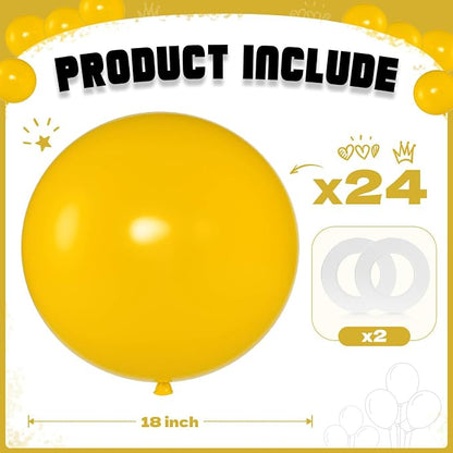 Lemon Yellow Balloons 18 Inch 24 Pack Matte Helium Latex Round Balloons - Image 2
