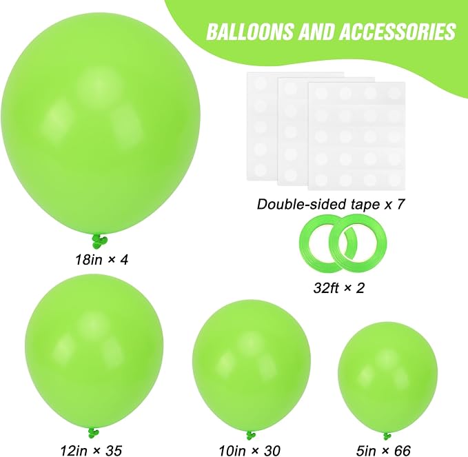 RUBFAC 135pcs Lime Green Balloons, Latex Light Fruit Neon Green Balloon - Image 2